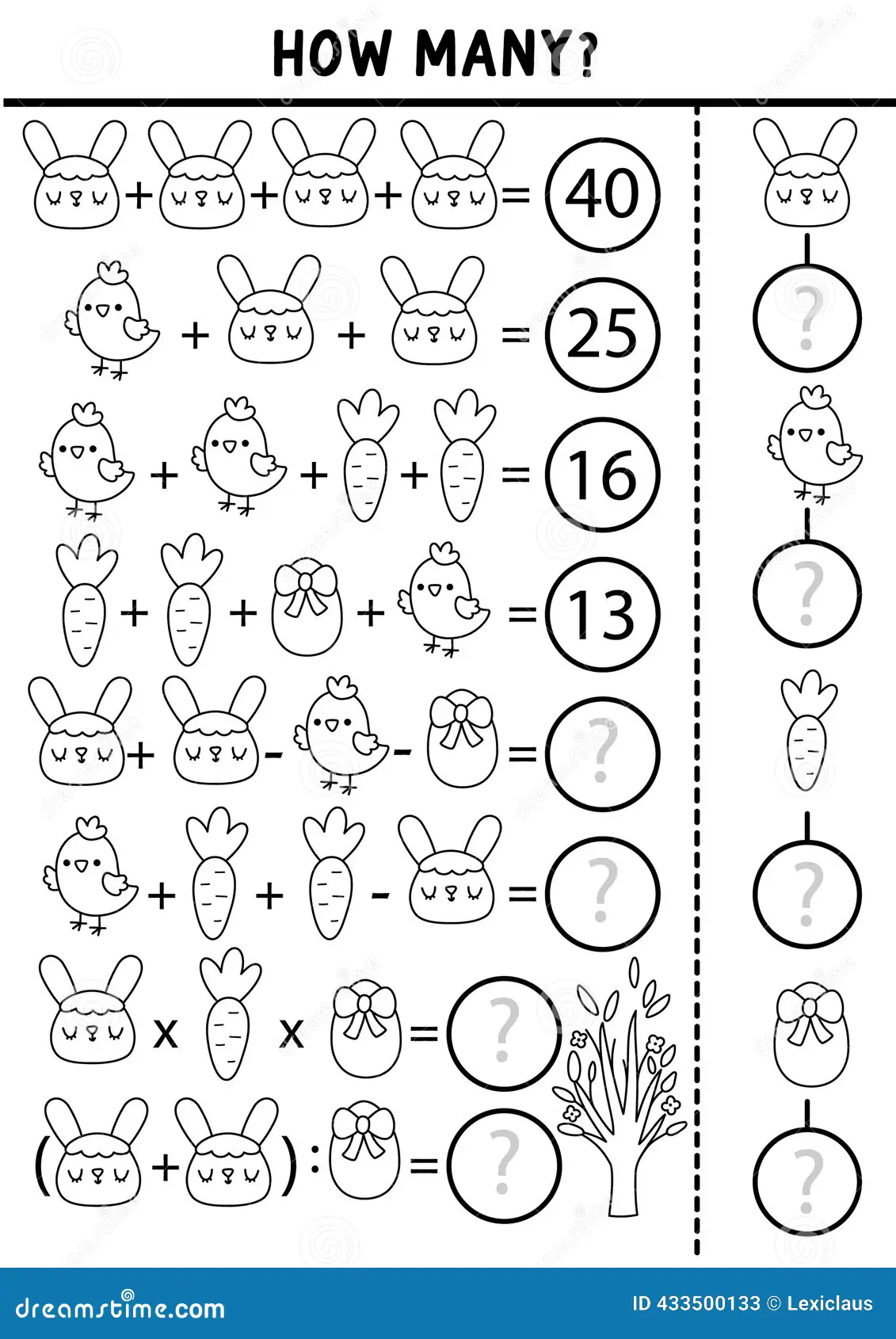 How Many Easter Symbols Game Equation Rebus Spring Holiday Black White Math Activity Printable Counting Worksheet Coloring Image433500133 How Many Easter Symbols Game Equation Rebus Spring Holiday Black White Math Activity Printable Counting Worksheet Coloring Image433500133