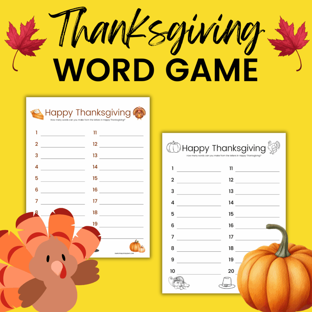 how many words can you make from thanksgiving worksheet