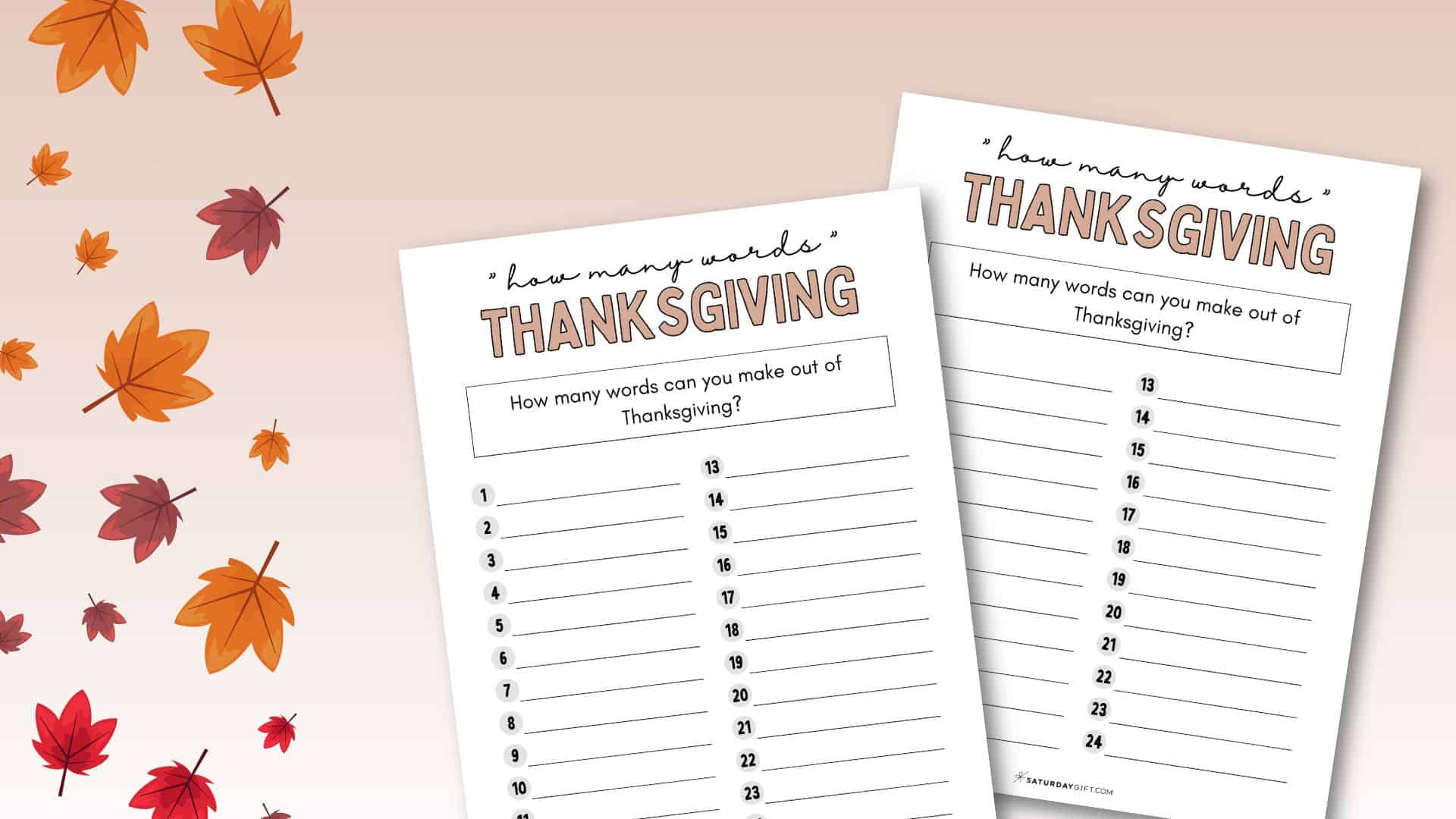 How Many Words Thanksgiving