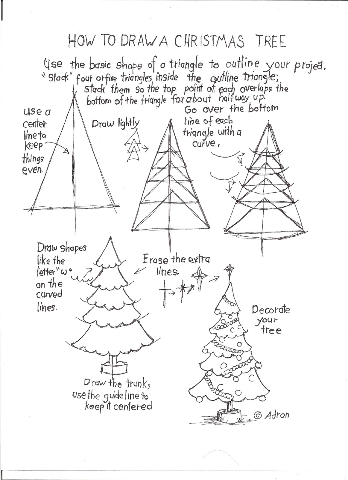 How To Draw Christmas Tree Worksheet How To Draw Christmas Tree Worksheet