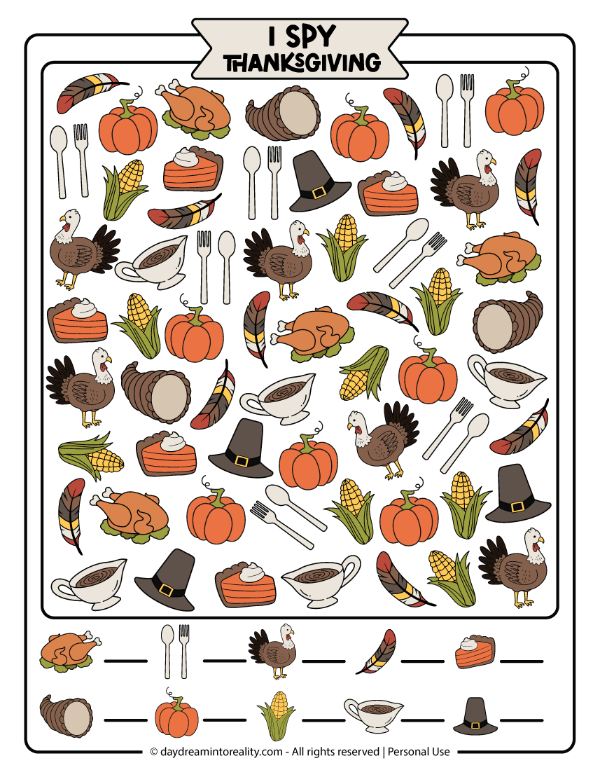 thanksgiving hidden pictures worksheets