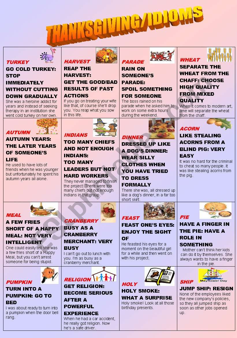 IDIOMS THANKSGIVING 451246 IDIOMS THANKSGIVING 451246