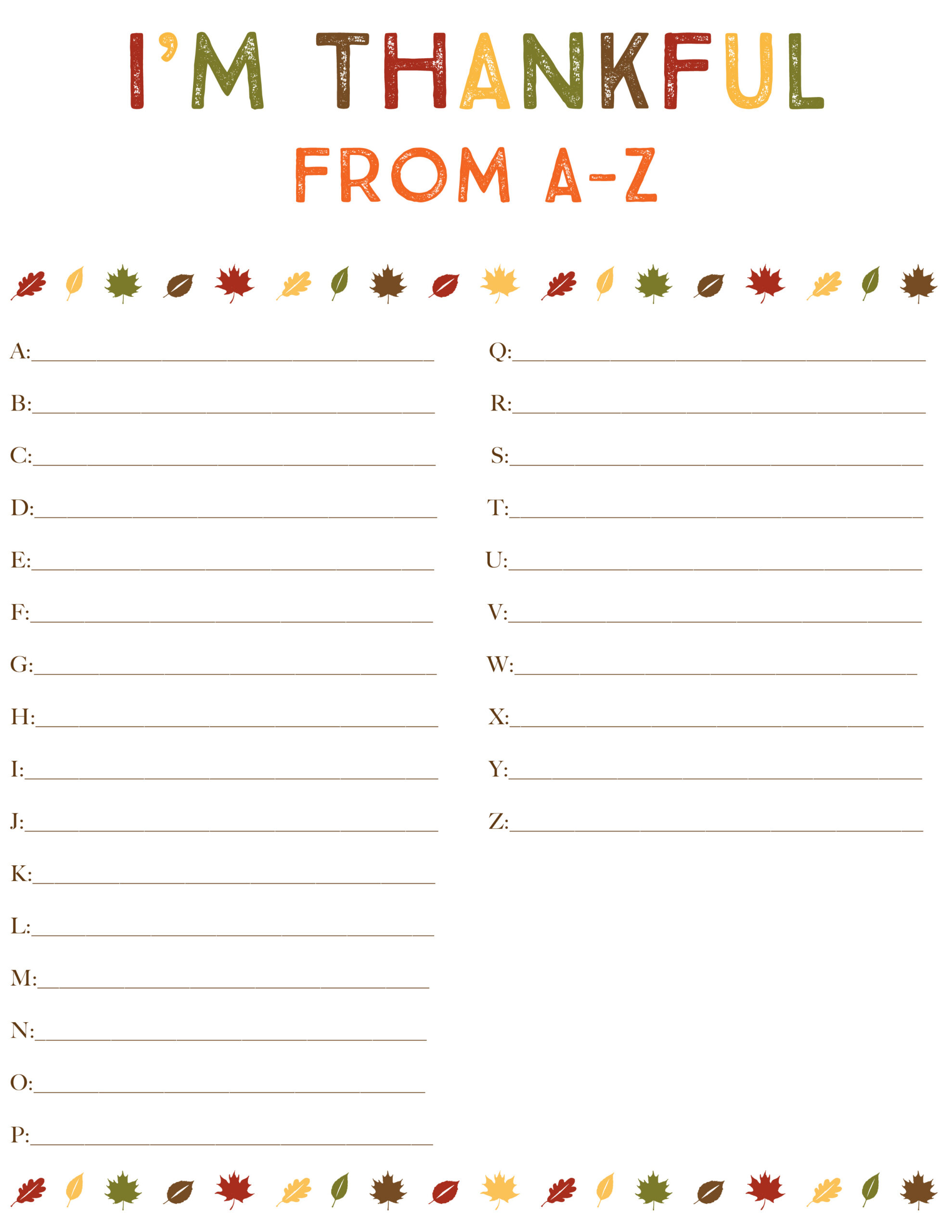 Im Thankful From A Z Im Thankful From A Z