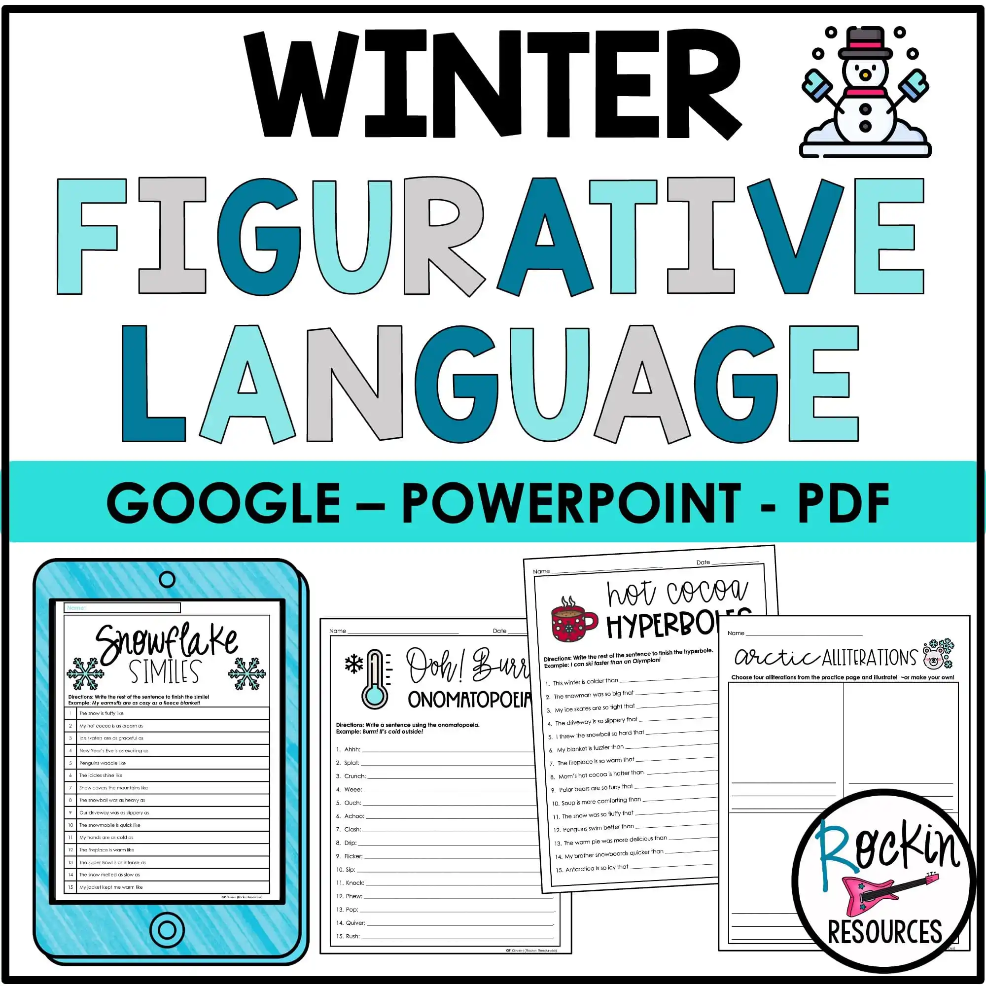 christmas figurative language worksheets