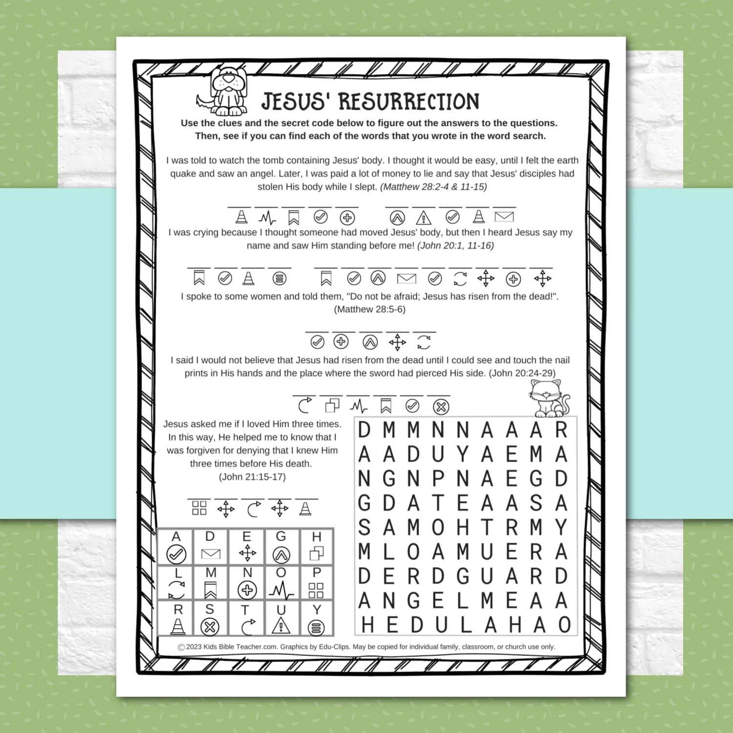 Jesus Resurrection Easter Story Activity Pages