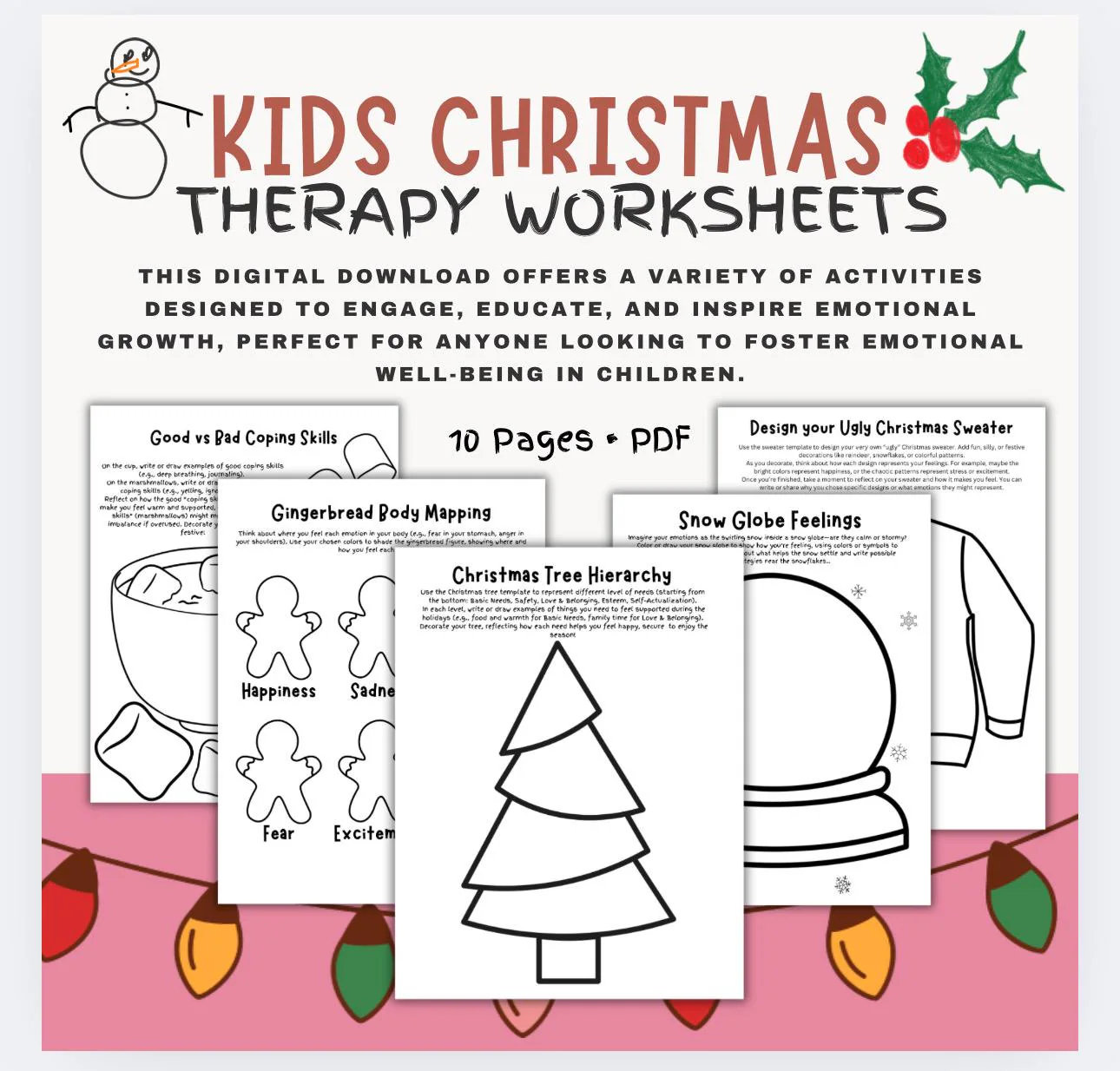 Kids Christmas Therapy Worksheets