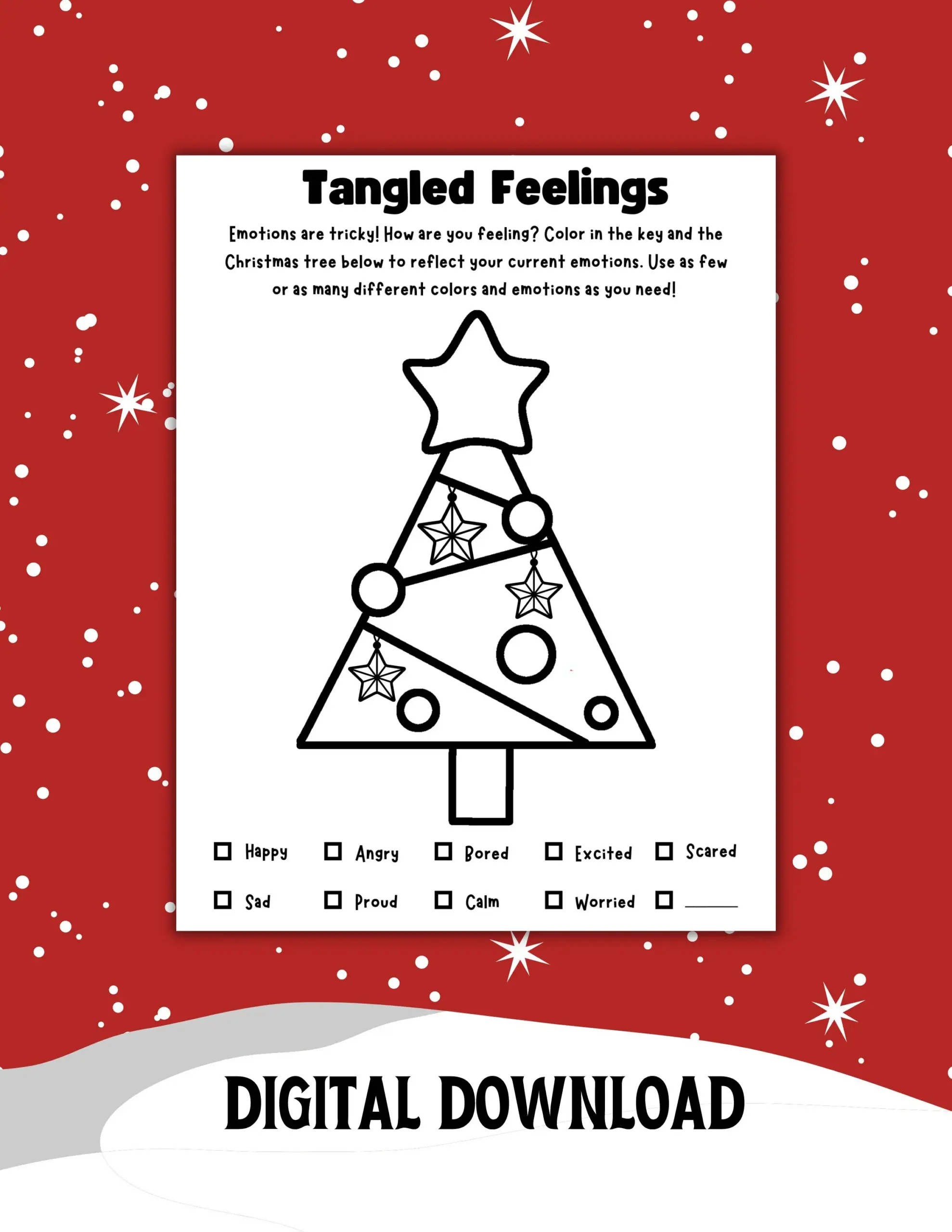 Kids Feelings Christmas Tree Coloring