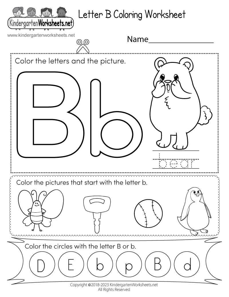 Letter B Coloring Worksheet