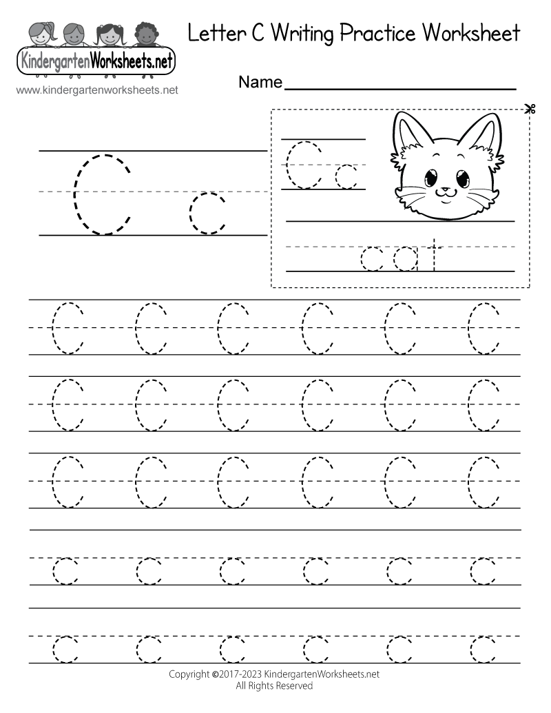 Letter C Writing Practice Worksheet Printable
