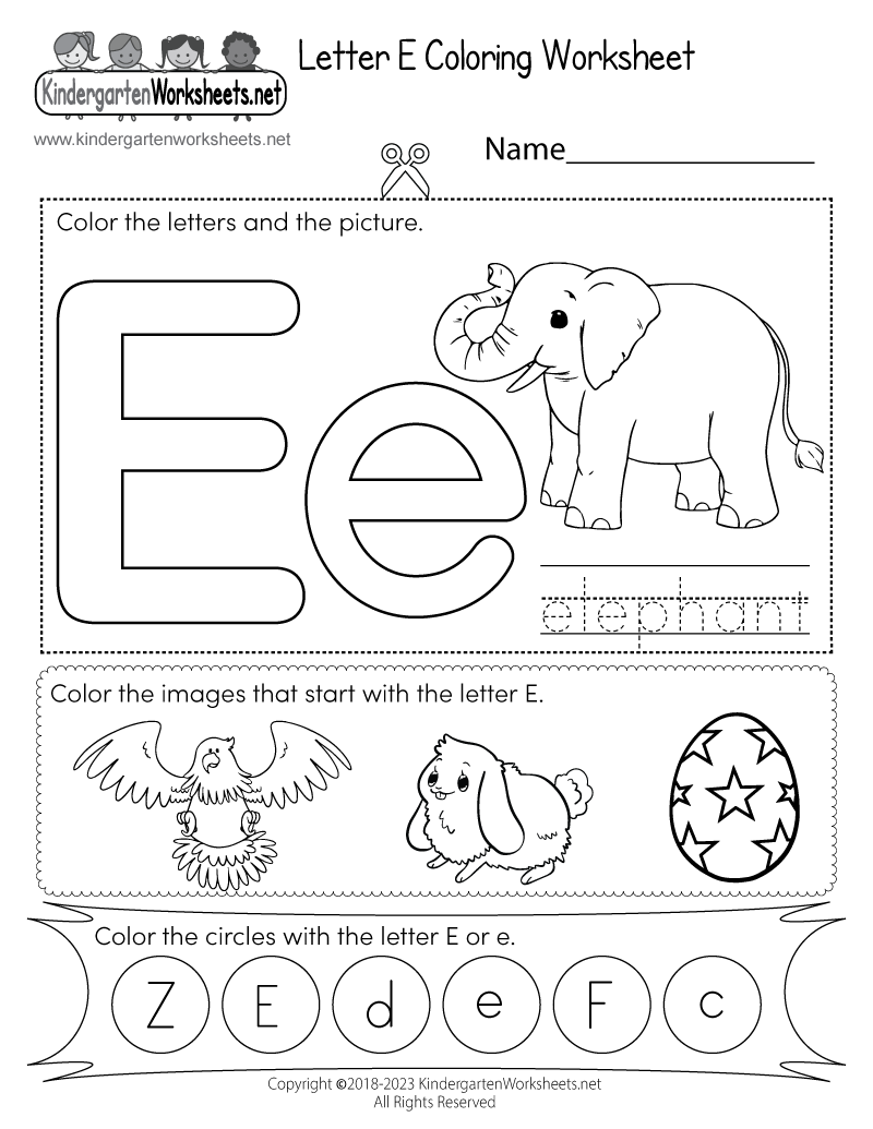 Letter E Coloring Worksheet Letter E Coloring Worksheet