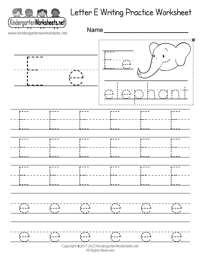 Letter E Writing Practice Worksheet Printable Letter E Writing Practice Worksheet Printable