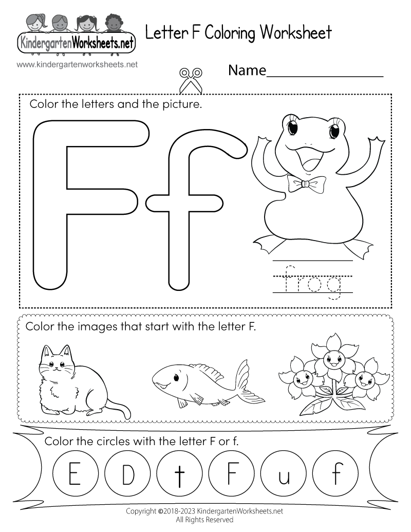 Letter F Coloring Worksheet Printable