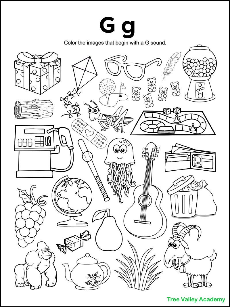 Letter G Sound Worksheets