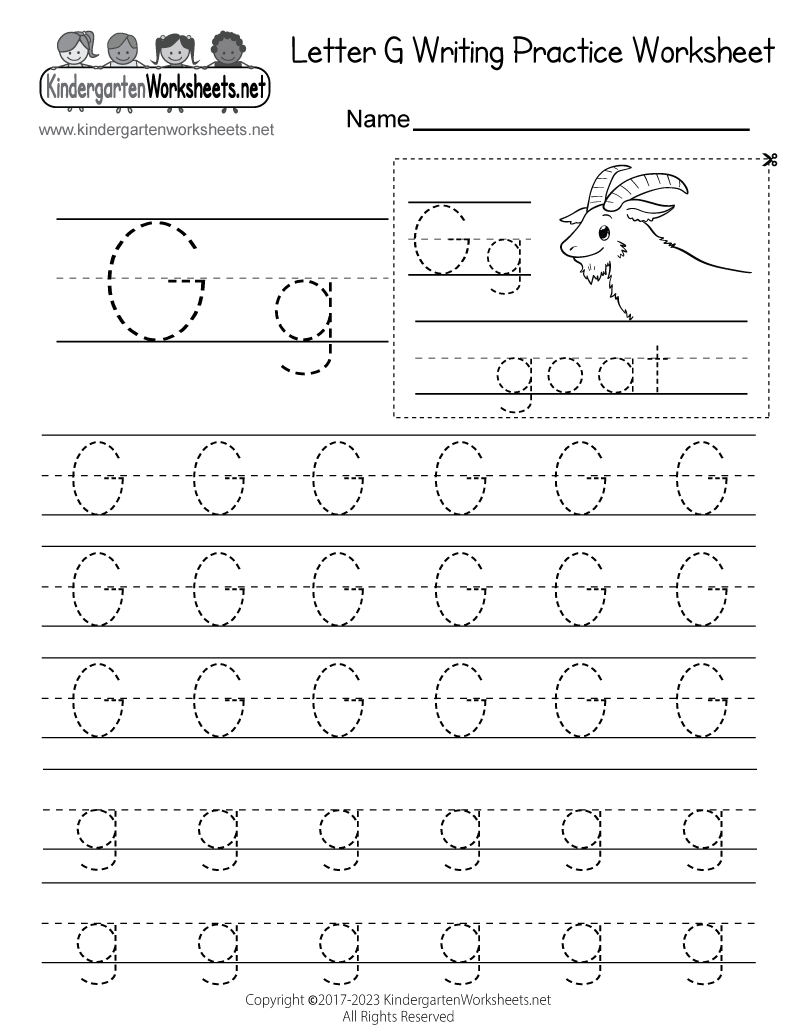 Letter G Writing Practice Worksheet Printable Letter G Writing Practice Worksheet Printable