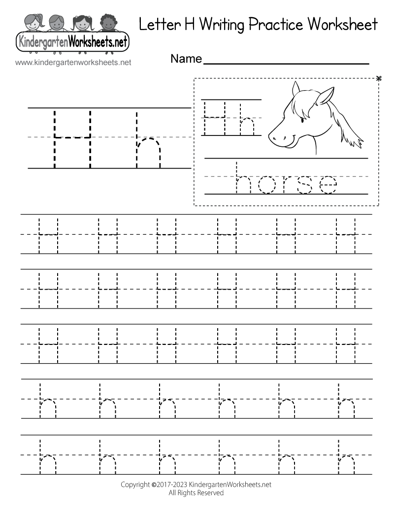 Letter H Writing Practice Worksheet Printable Letter H Writing Practice Worksheet Printable