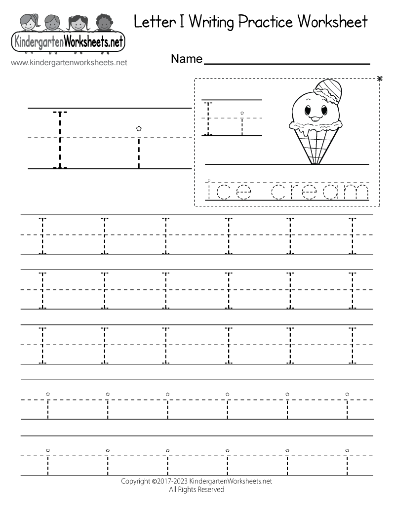 Letter I Writing Practice Worksheet Printable Letter I Writing Practice Worksheet Printable