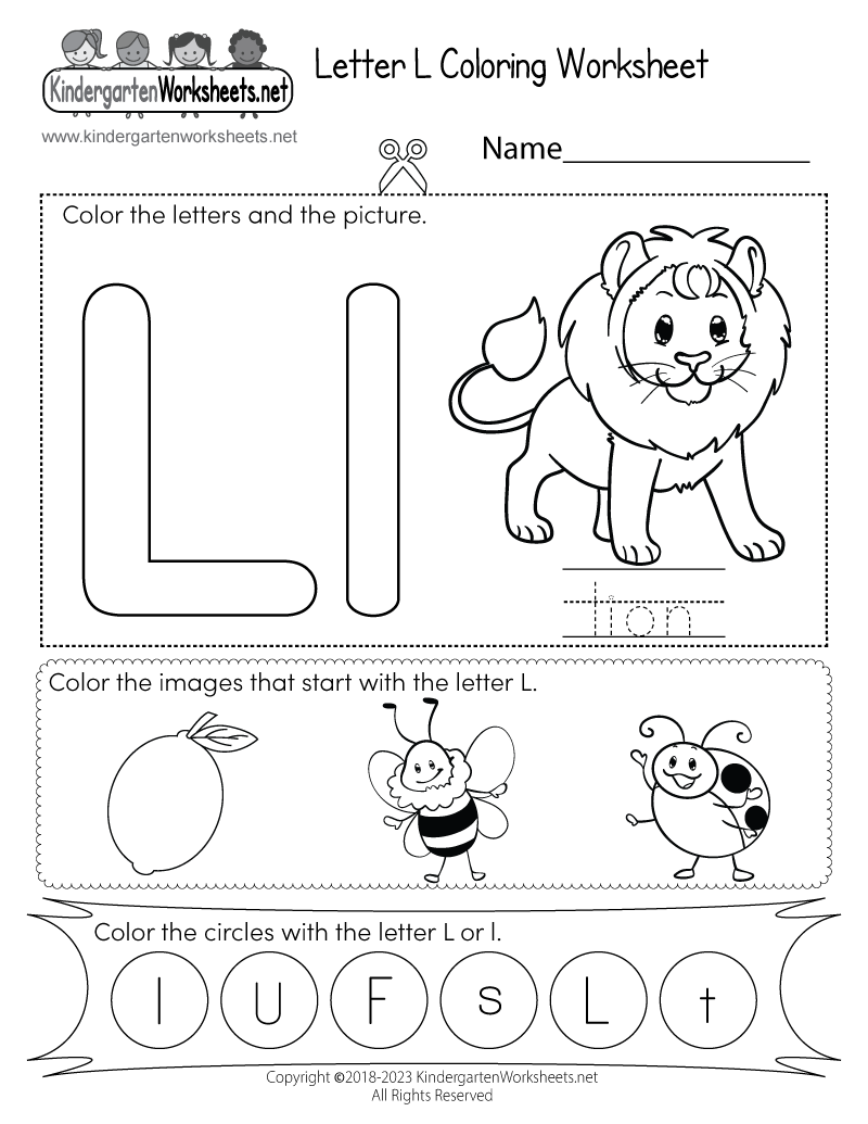 Letter L Coloring Worksheet Printable