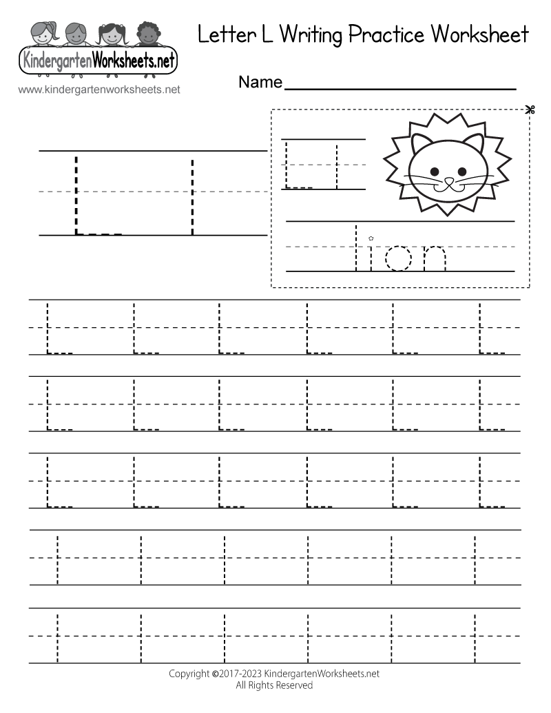 Letter L Writing Practice Worksheet Printable