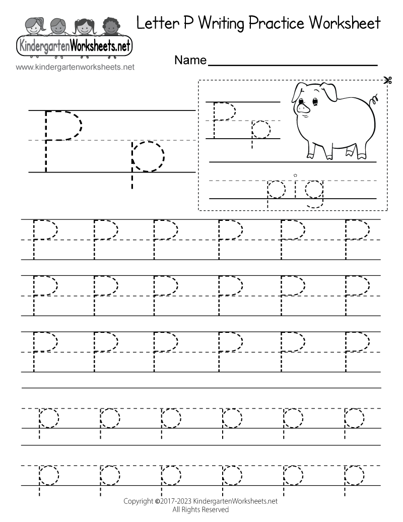 Letter P Writing Practice Worksheet Printable