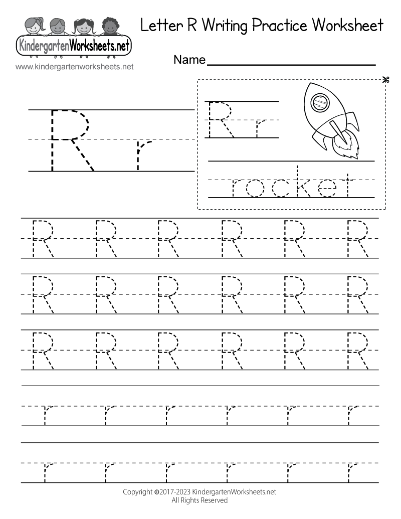 Letter R Writing Practice Worksheet Printable
