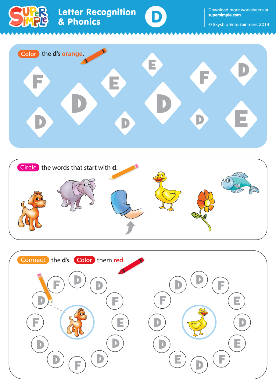 Letter Recognition Phonics Worksheet D Uppercase Letter Recognition Phonics Worksheet D Uppercase