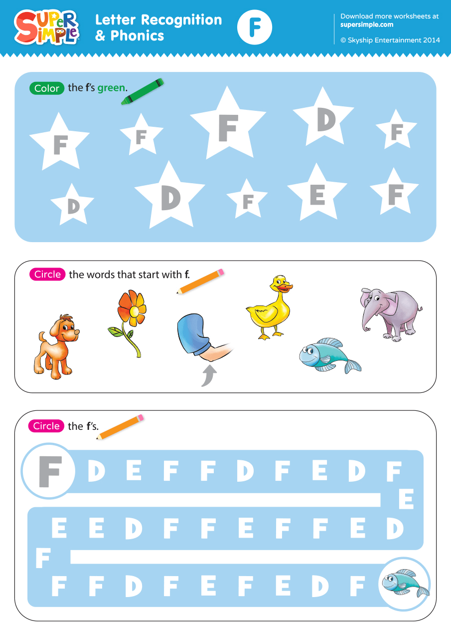 Letter Recognition Phonics Worksheet F Uppercase Letter Recognition Phonics Worksheet F Uppercase