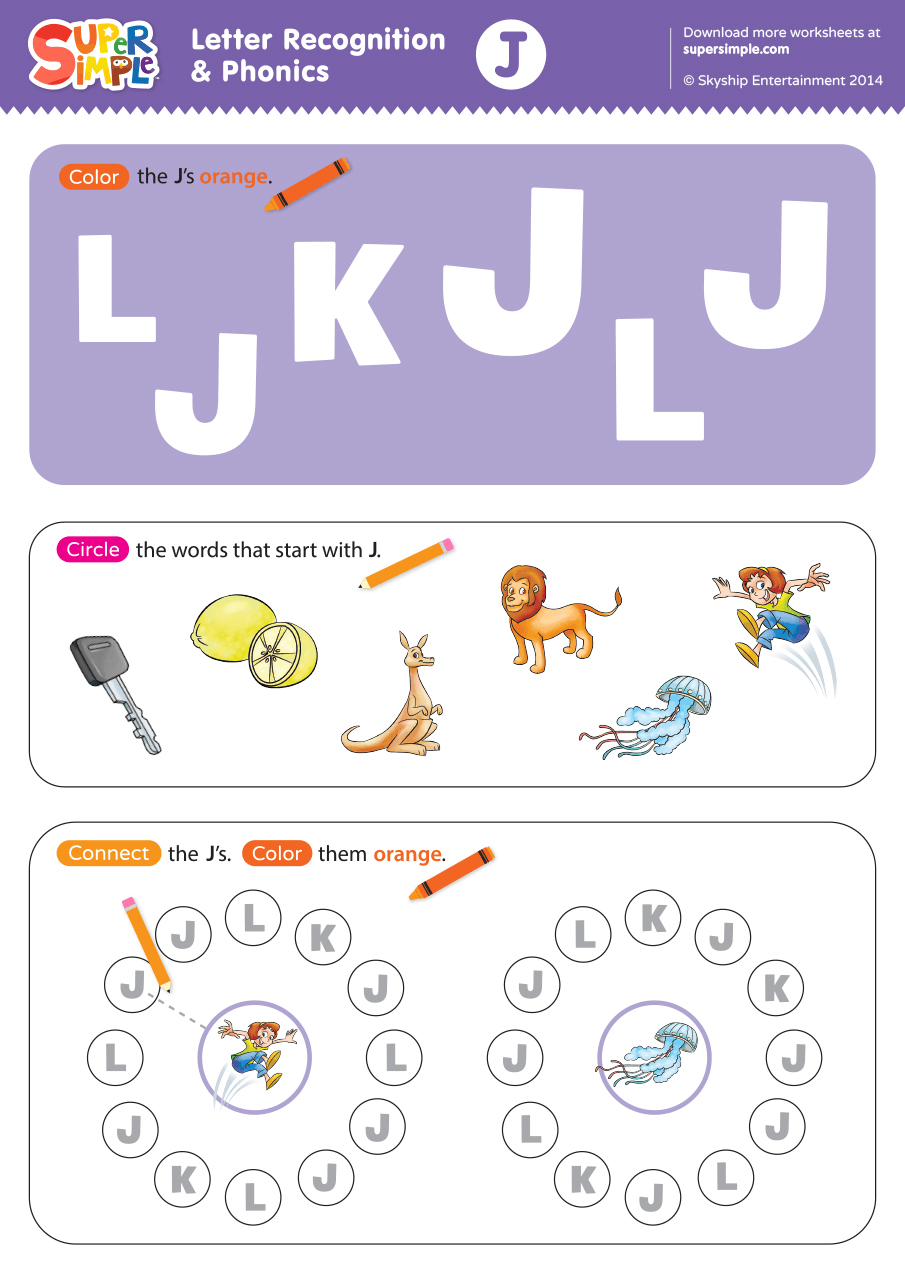 Letter Recognition Phonics Worksheet J Uppercase Letter Recognition Phonics Worksheet J Uppercase