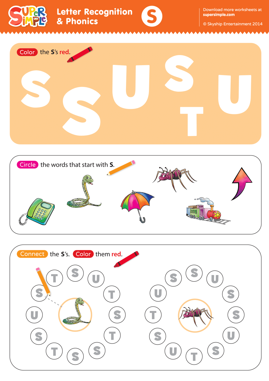 Letter Recognition Phonics Worksheet S Uppercase