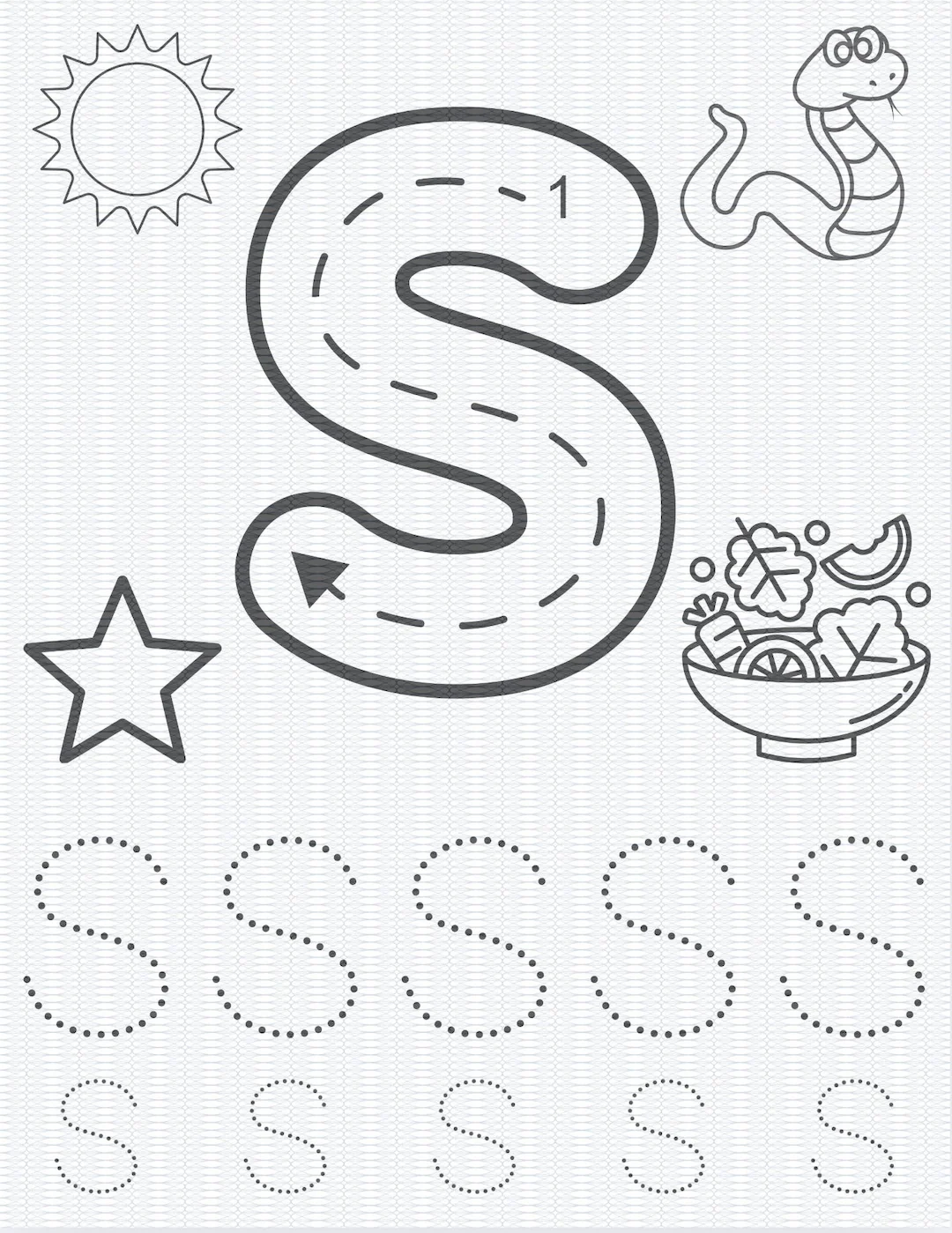 Letter S Worksheet Digital Print And
