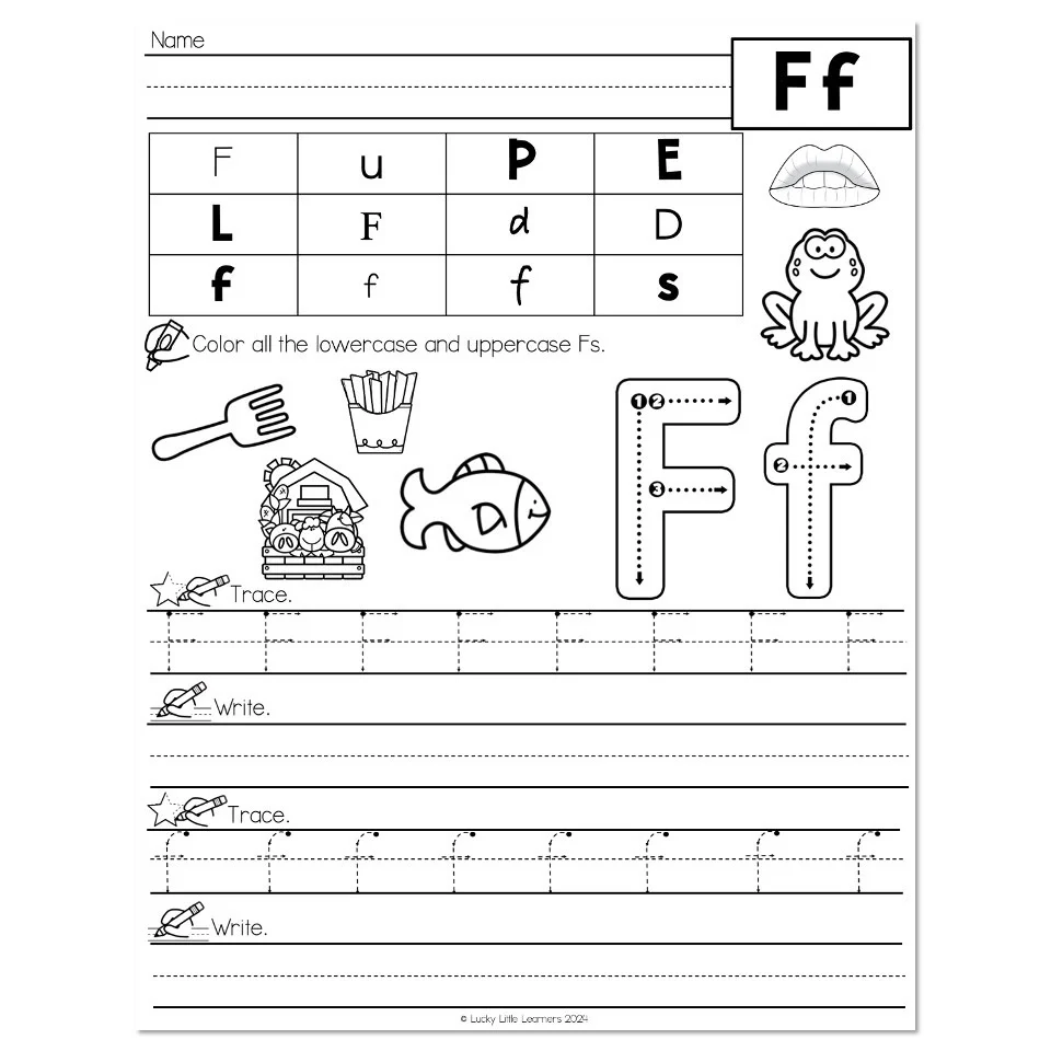 Lucky To Learn Phonics Alphabet Letter F Worksheet Lucky To Learn Phonics Alphabet Letter F Worksheet