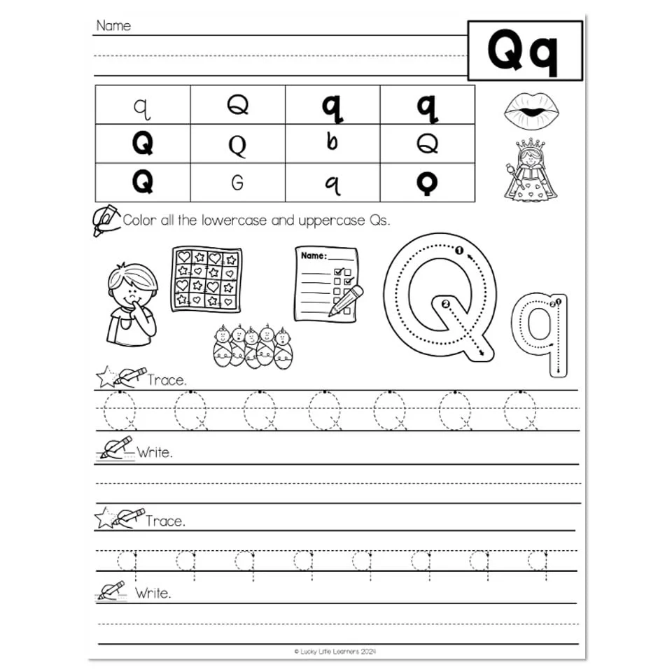 Lucky To Learn Phonics Alphabet Letter Q Worksheet Lucky To Learn Phonics Alphabet Letter Q Worksheet