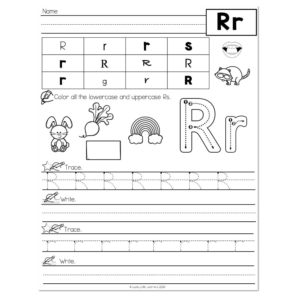 Lucky To Learn Phonics Alphabet Letter R Worksheet Lucky To Learn Phonics Alphabet Letter R Worksheet