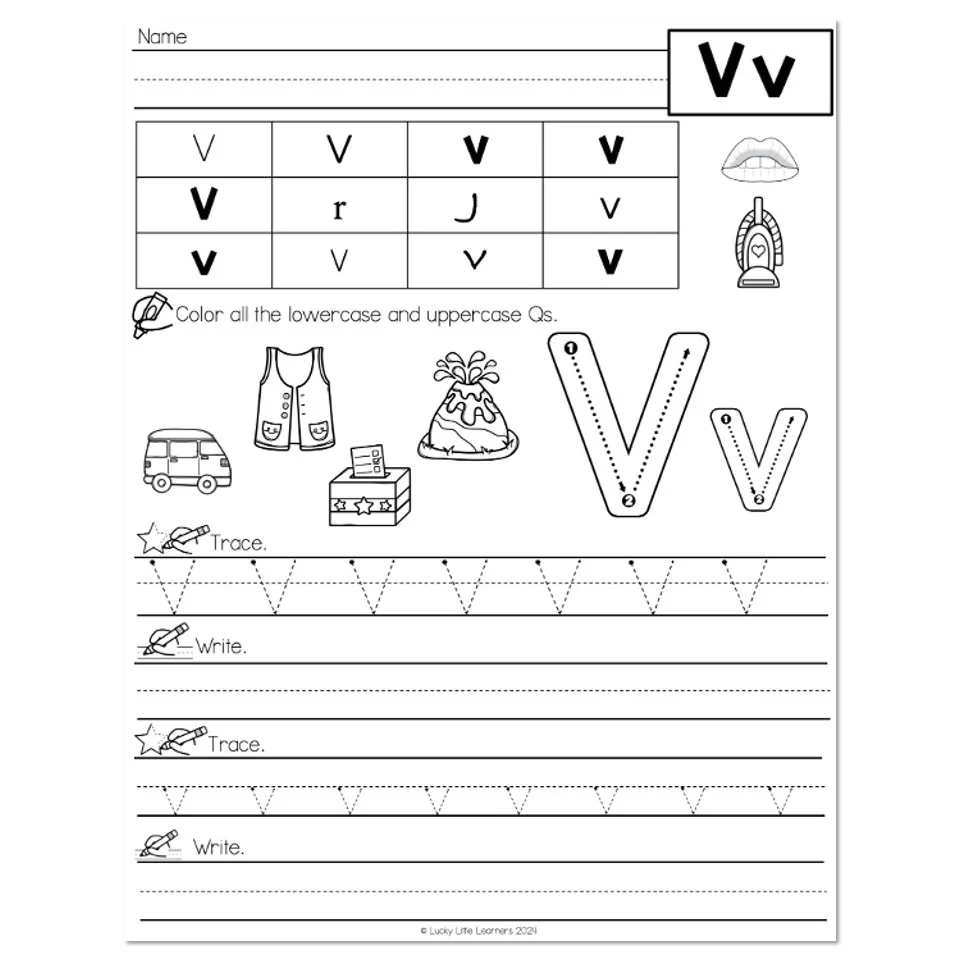 Lucky To Learn Phonics Alphabet Letter V Worksheet Lucky To Learn Phonics Alphabet Letter V Worksheet