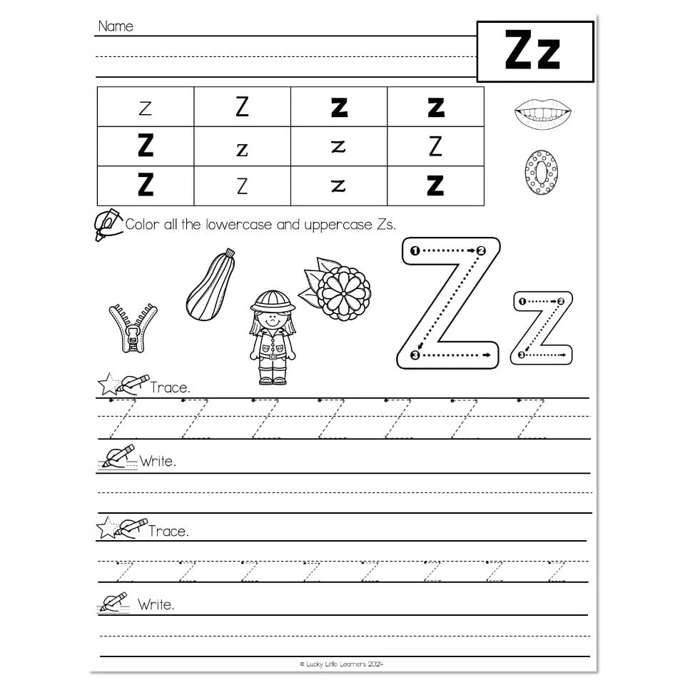 Lucky To Learn Phonics Alphabet Letter Z Worksheet Lucky To Learn Phonics Alphabet Letter Z Worksheet