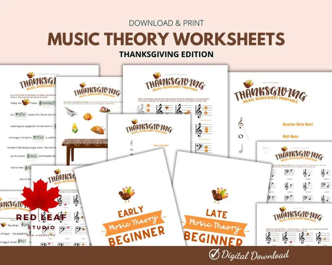 Music Theory Thanksgiving Worksheets Music Theory Thanksgiving Worksheets