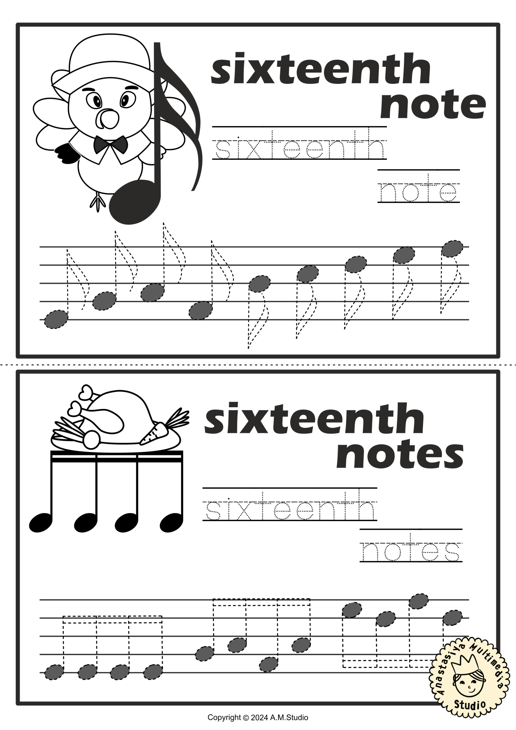 Music Tracing Task Cards For Thanksgiving