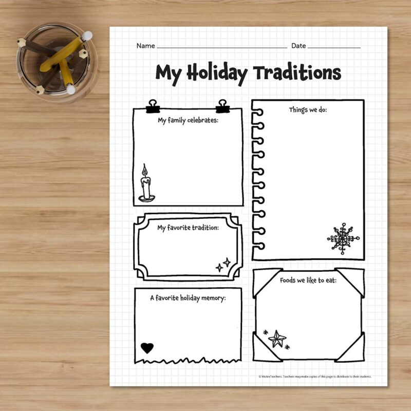 My Holiday Traditions Worksheet