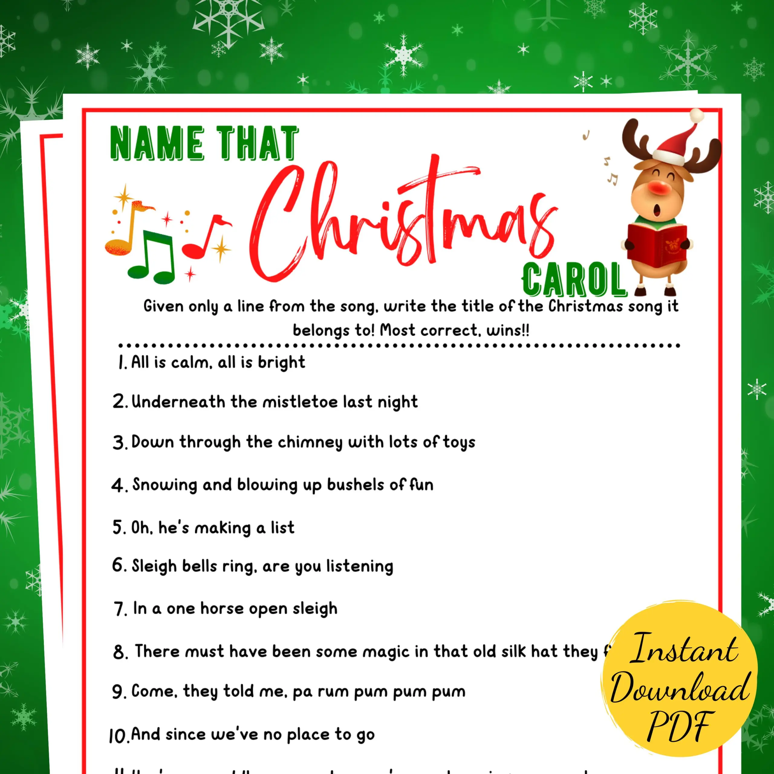 Name That Christmas Carol Game Printable Name That Christmas Carol Game Printable
