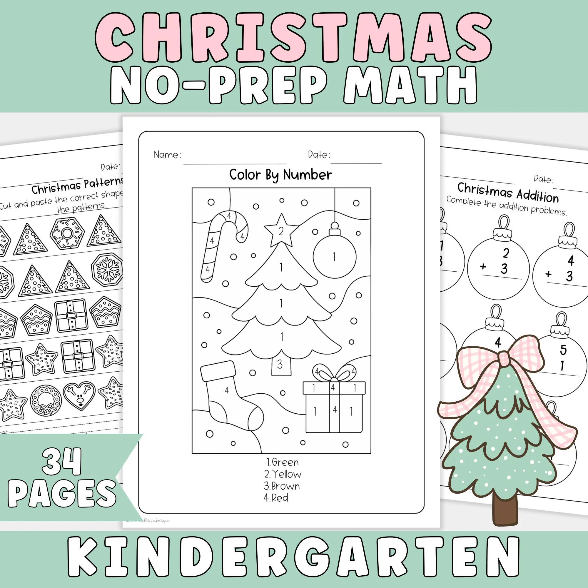 kindergarten christmas math worksheets