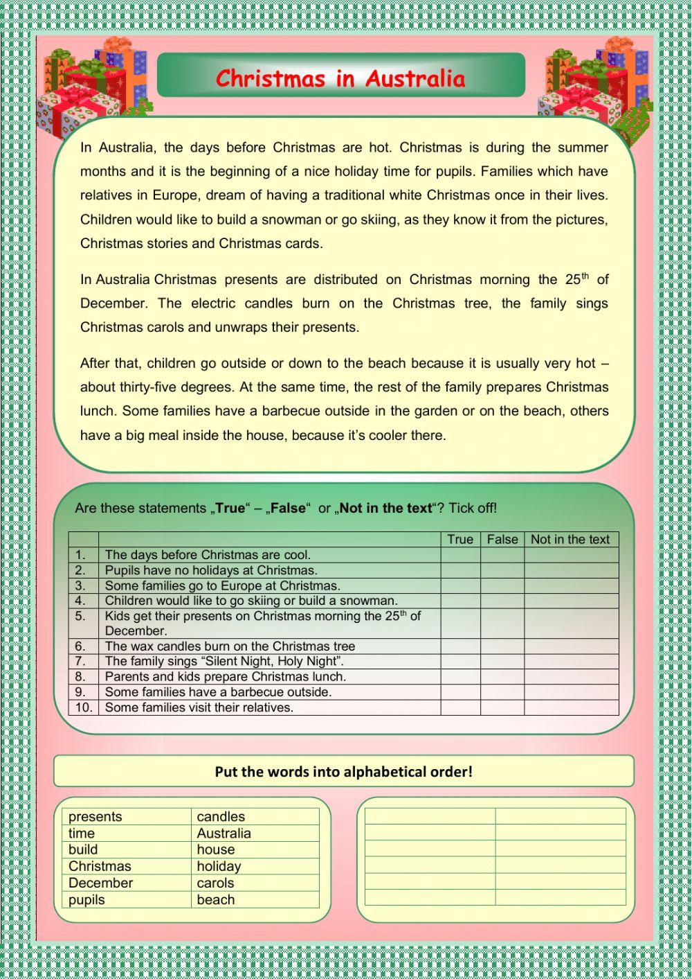 christmas in australia worksheets christmas in australia worksheets