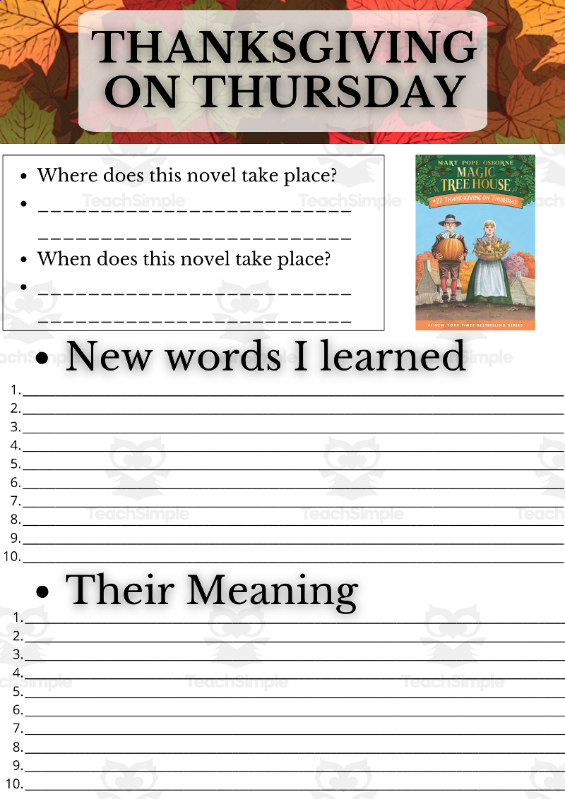 magic tree house thanksgiving on thursday worksheets magic tree house thanksgiving on thursday worksheets