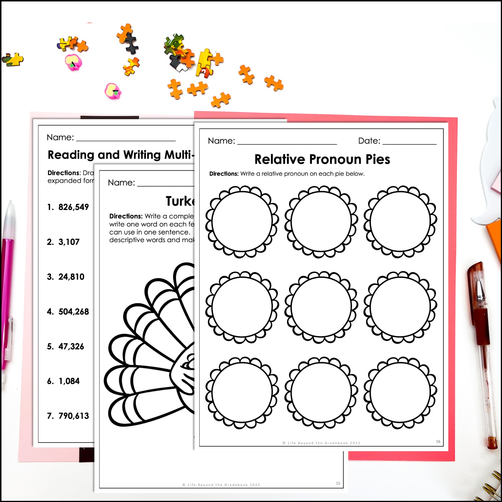 November Math And Reading Packet 4th Grade Thanksgiving Activities