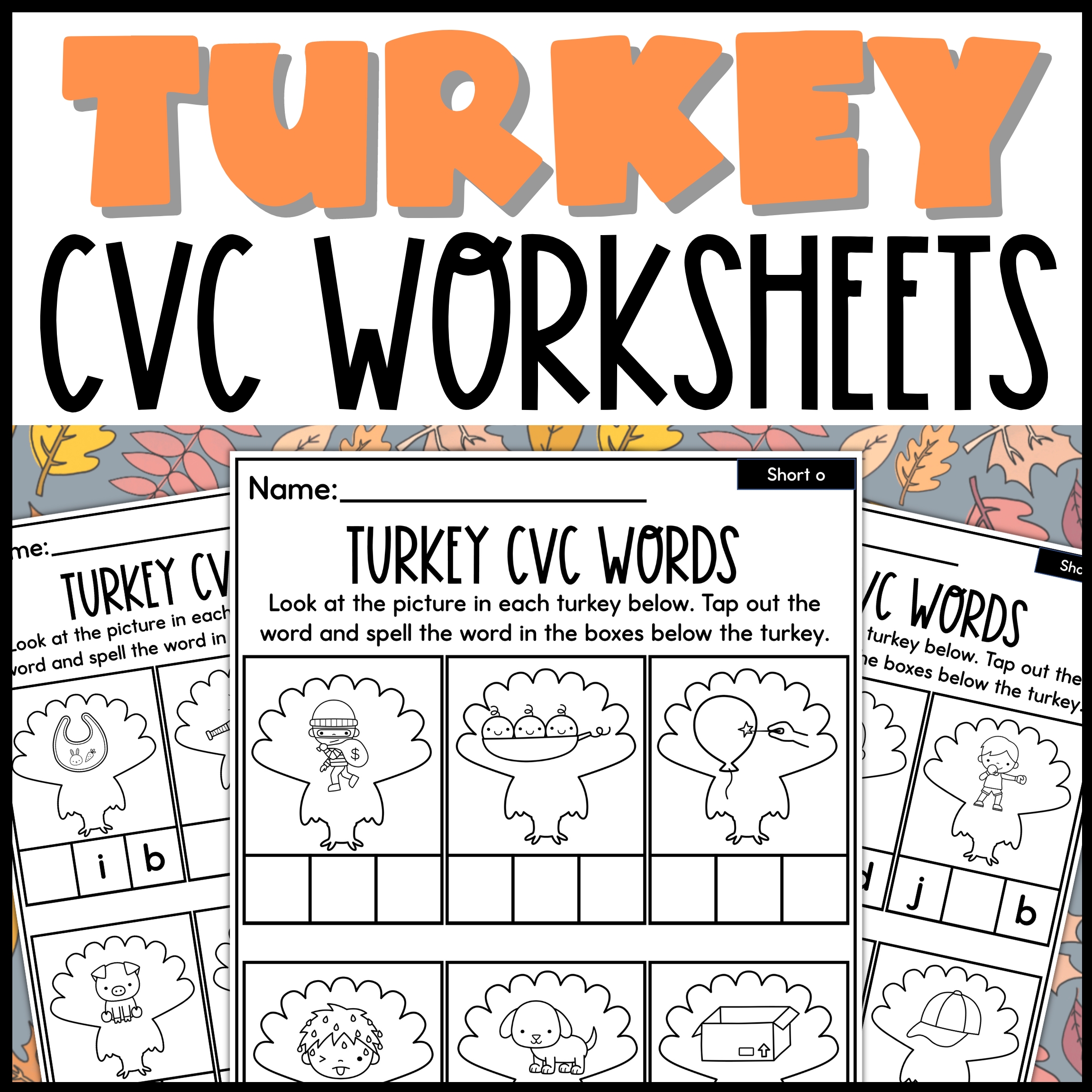 November Themed Cvc Worksheets Turkey Themed November Themed Cvc Worksheets Turkey Themed