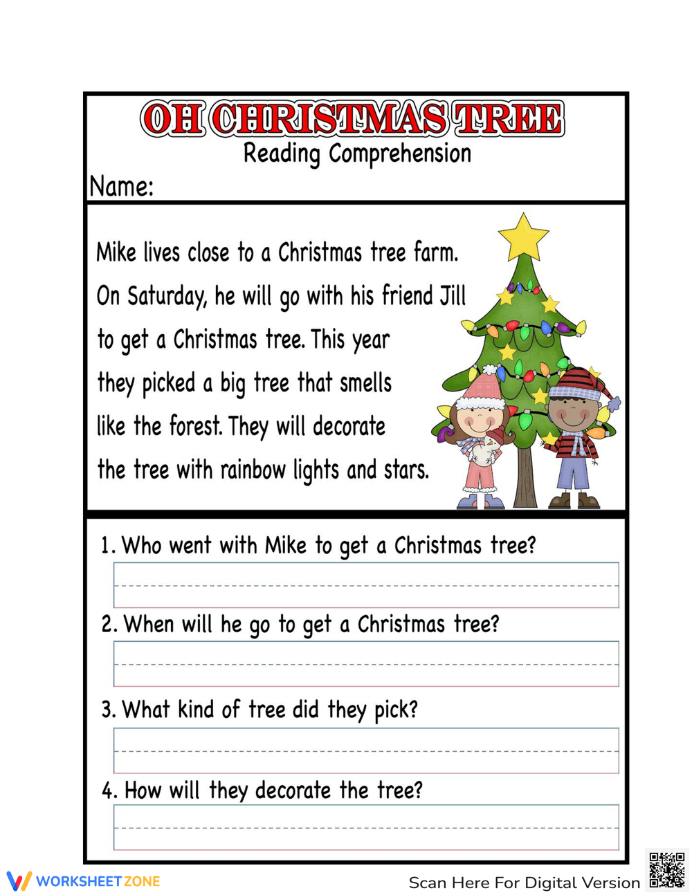 Oh Christmas Tree Reading Comprehension Printable Interactive 6553c94b2c4fb62e5b853f5c