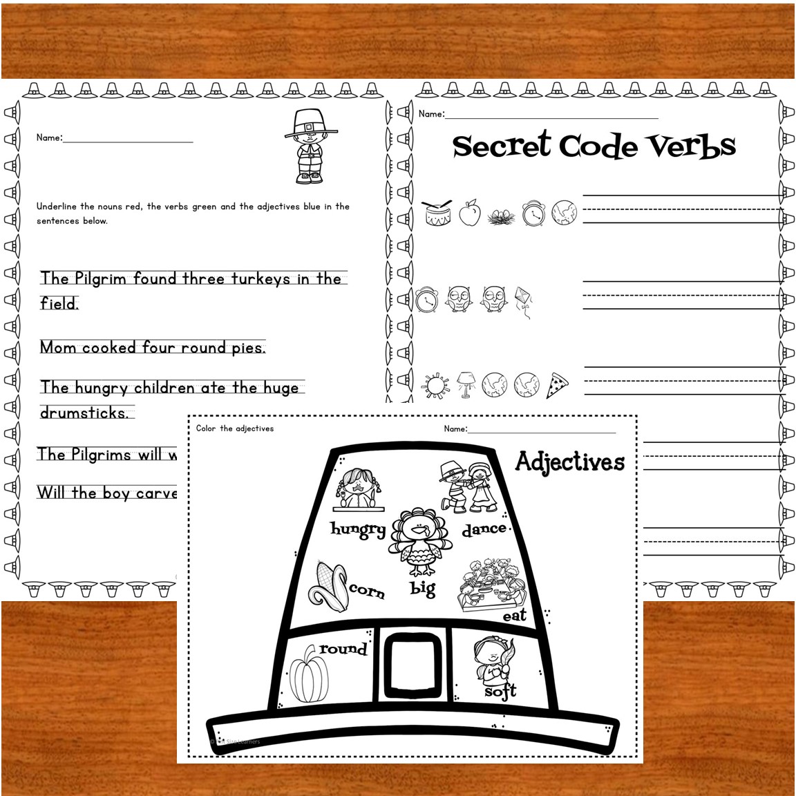 Parts Of Speech Thanksgiving Themed Word Work Center And Worksheets Nov