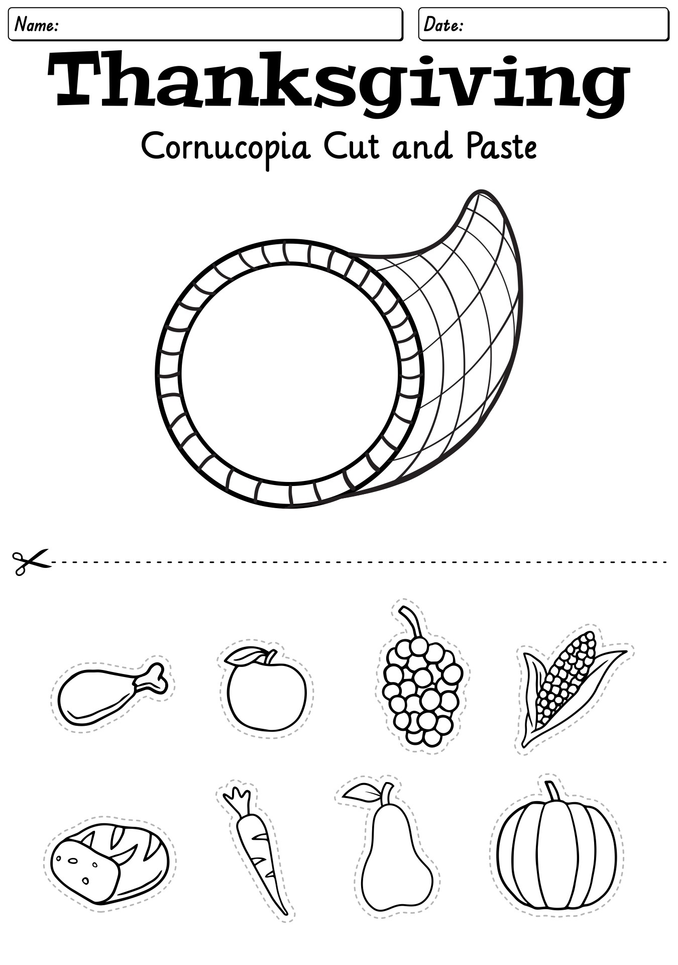 Post Color Cut And Paste Thanksgiving Worksheets 173241 Post Color Cut And Paste Thanksgiving Worksheets 173241