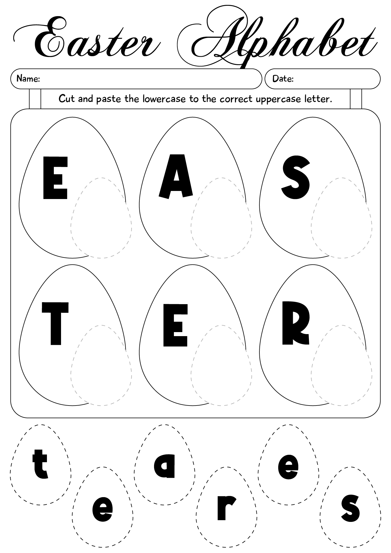 e is for easter worksheets