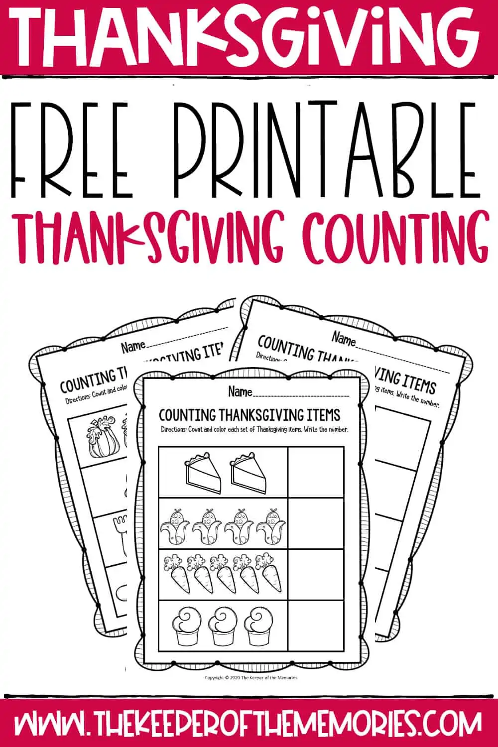 Preschool Thanksgiving Math Worksheets