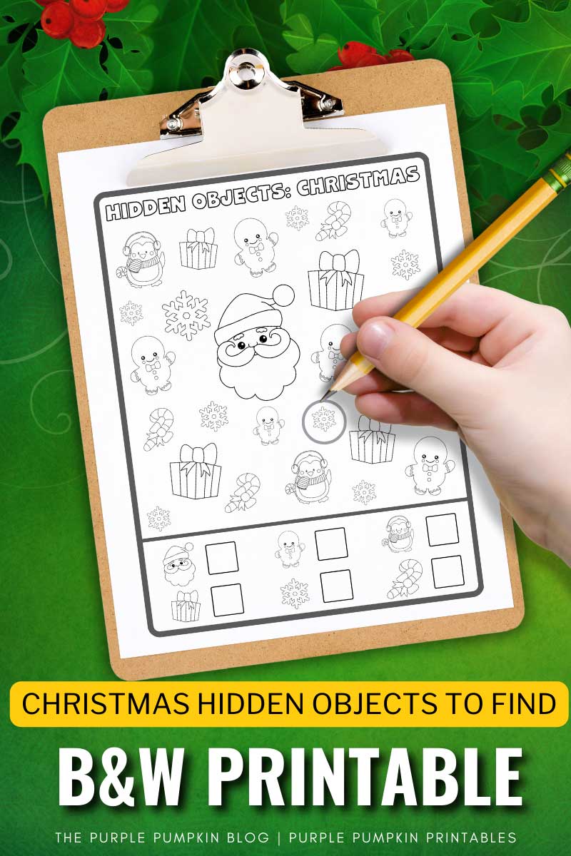 Printable Black And White I Spy Christmas Pages Hidden Objects