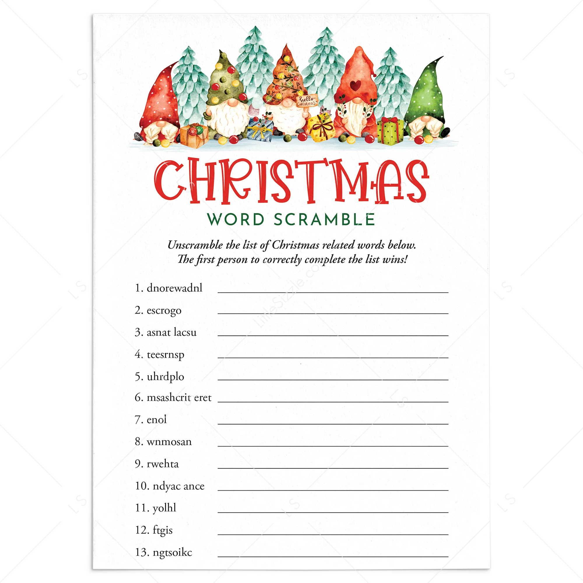 Printable Christmas Word Scramble With Answer Key Printable Christmas Word Scramble With Answer Key